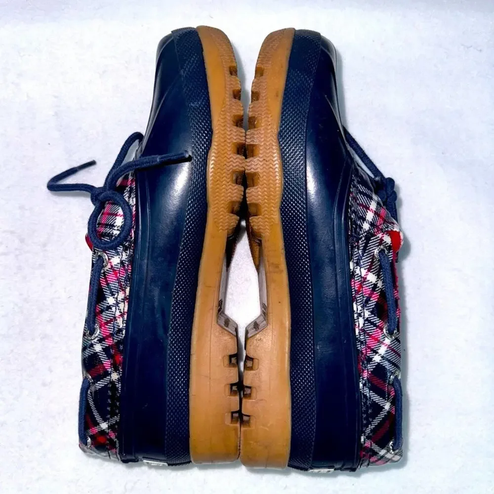 Women’s Sperry Topsiders Waterproof Shoes Low Top Duck Boots size 6 Navy Plaid